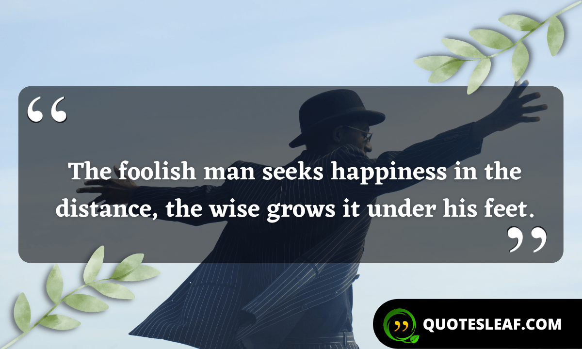 You are currently viewing The foolish man seeks happiness in the distance, the wise grows it under his feet.