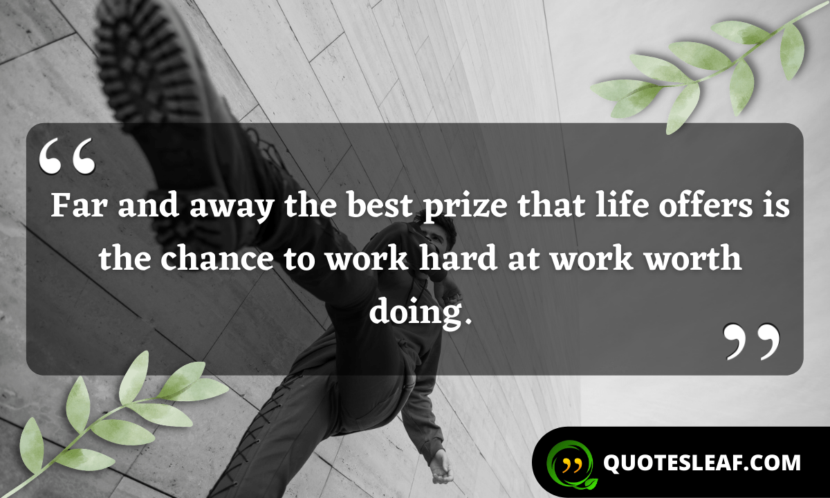 Read more about the article Far and away the best prize that life offers is the chance to work hard at work worth doing.